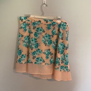 Floral Skirt With Sheer Hem